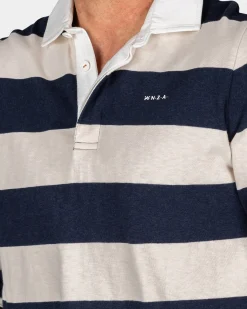 Striped black and white rugby shirt - Powder Sand