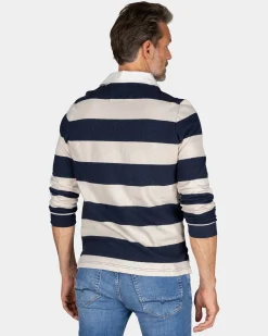 Striped black and white rugby shirt - Powder Sand