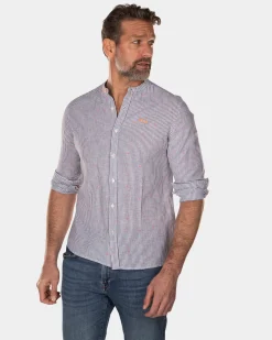 Striped collarless shirt - High Summer Army