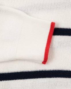 Striped sweater with crew neck ecru black - Dusty Ecru