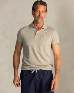 Taupe polo made of cotton and recycled polyester