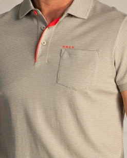 Taupe polo made of cotton and recycled polyester