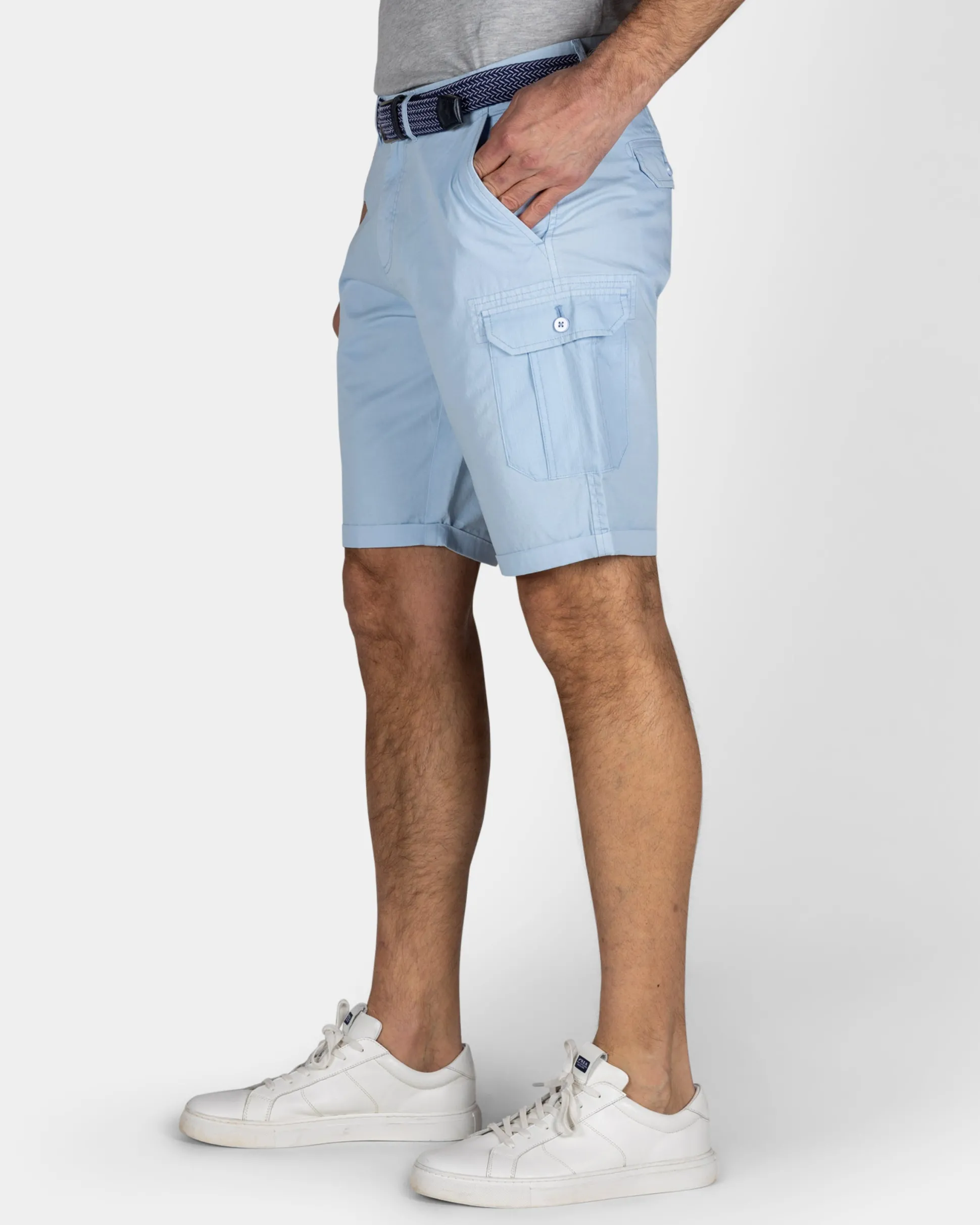 Tough Light Blue Cotton Cargo Shorts