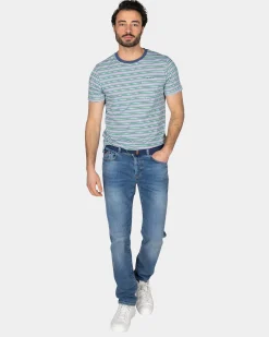 T-shirt with blue stripes