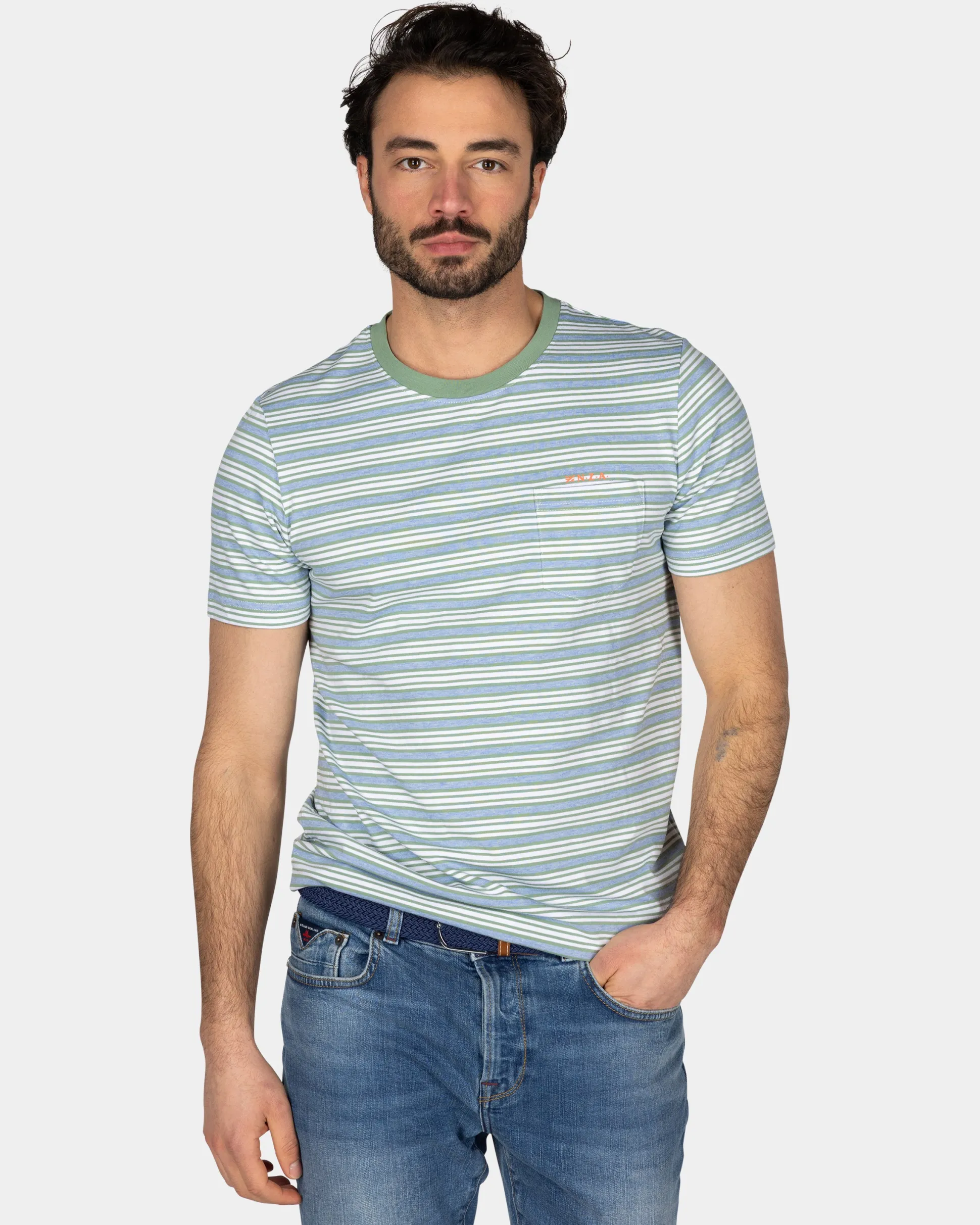 T-shirt with green stripes