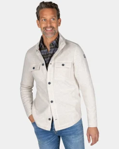 White cotton overshirt - Powder Sand