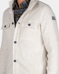 White cotton overshirt - Powder Sand