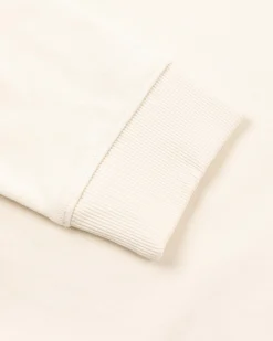 White crew neck sweater with blue stripe - Cream