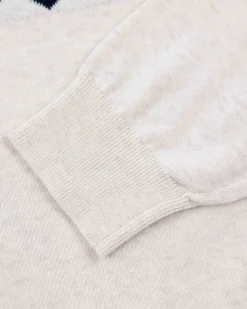 White sweater with knitted pattern - Powder Sand