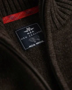 Wool plain half zip pullover - Smoked Green
