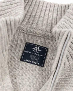 Wool plain half zip pullover - Grey Melange