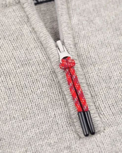 Wool plain half zip pullover - Grey Melange