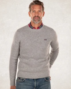 Wool pullover round neck - Grey Melange