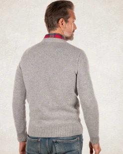 Wool pullover round neck - Grey Melange