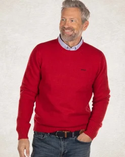 Wool pullover round neck - Carmine red