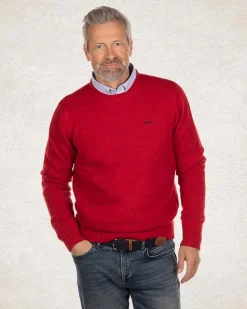 Wool pullover round neck - Carmine red